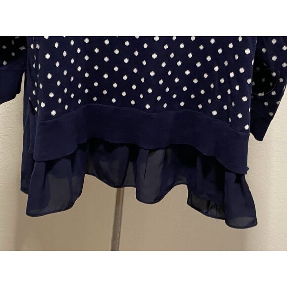 Chaps Womens Size 1X Sweater Polka Dot Navy Polyester Hem - Picture 10 of 10